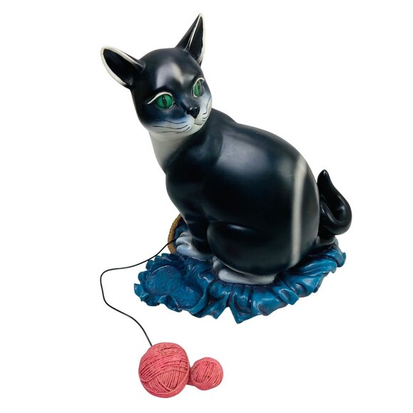 Vintage Ceramic Black Cat Coin Bank & Message Board 9" Tall Figurine Unique - Picture 5 of 11